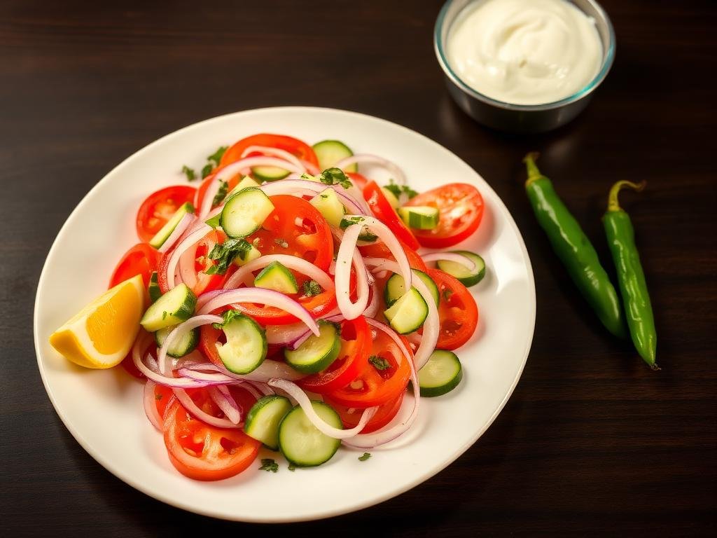 Fresh salad and raita served with our pulao